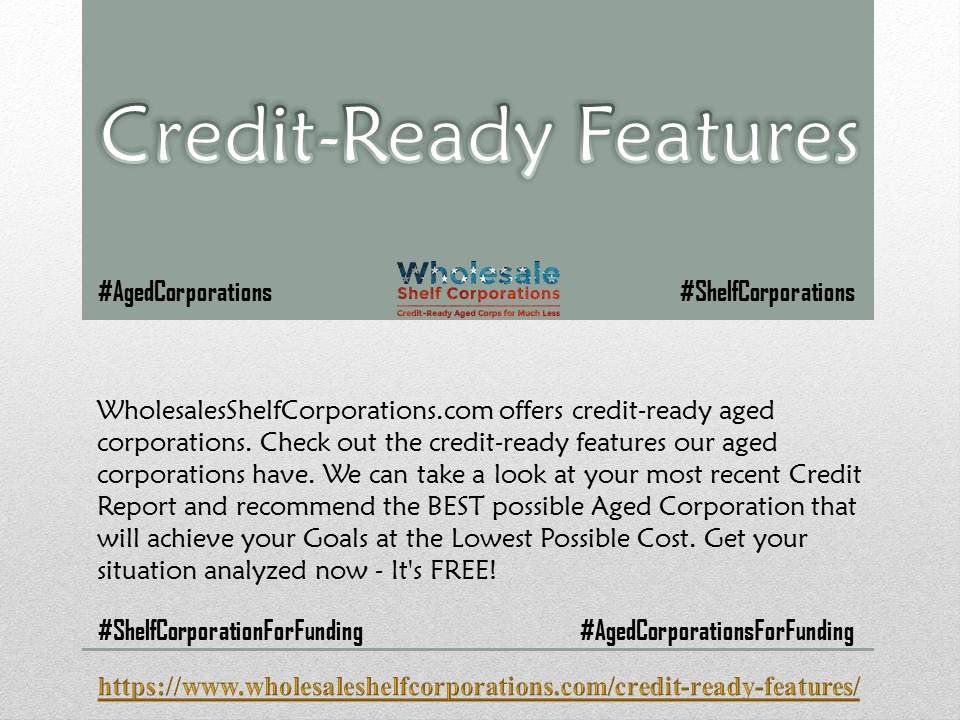 Credit-Ready Features - Wholesale Shelf Corporations